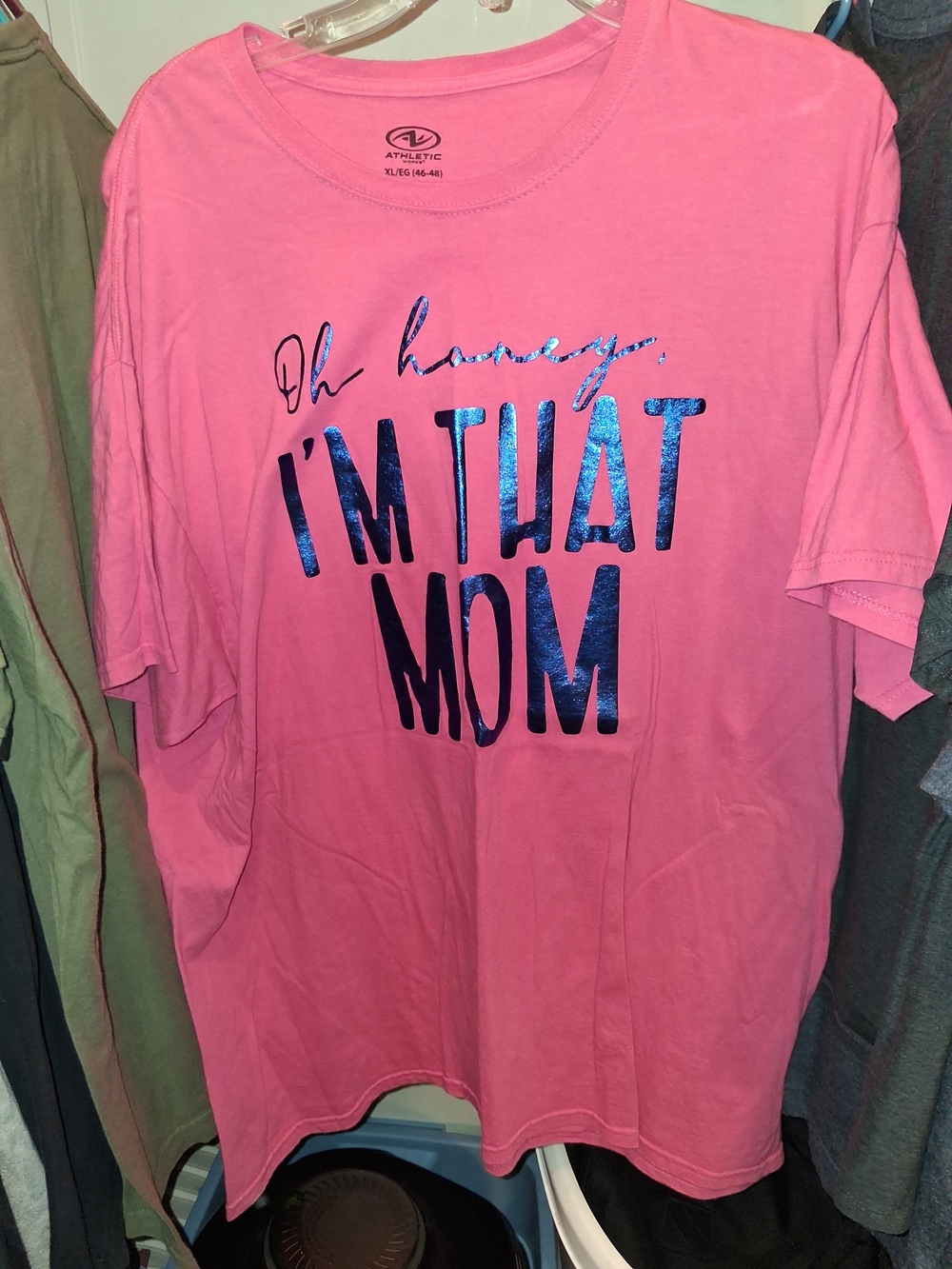 Athletic Works Pink Short-Sleeve Tee with Blue Metallic Graphic